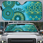 Africa Tribal Traditional Pattern Auto Sun Shade Blue Motif