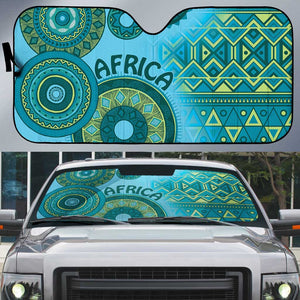 Africa Tribal Traditional Pattern Auto Sun Shade Blue Motif