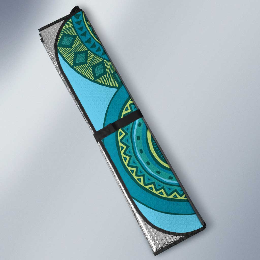Africa Tribal Traditional Pattern Auto Sun Shade Blue Motif