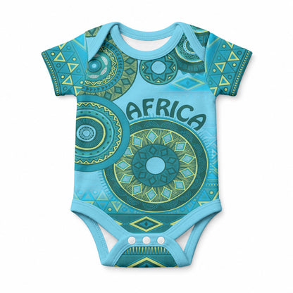 Africa Tribal Traditional Pattern Baby Onesie Blue Motif