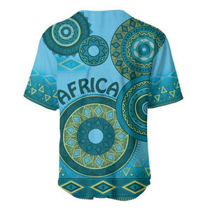 Afro Tribal Traditional Pattern Baseball Jersey Blue Motif