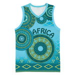 Afro Tribal Traditional Pattern Basketball Jersey Blue Motif LT9