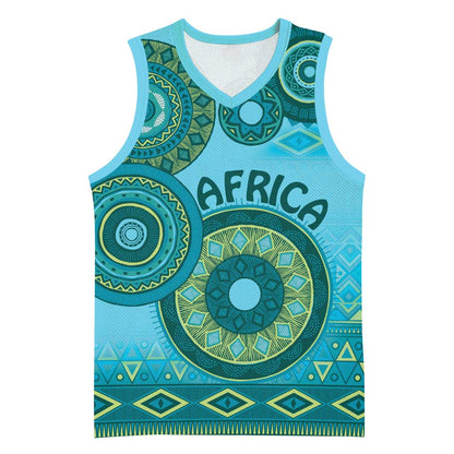 Afro Tribal Traditional Pattern Basketball Jersey Blue Motif LT9