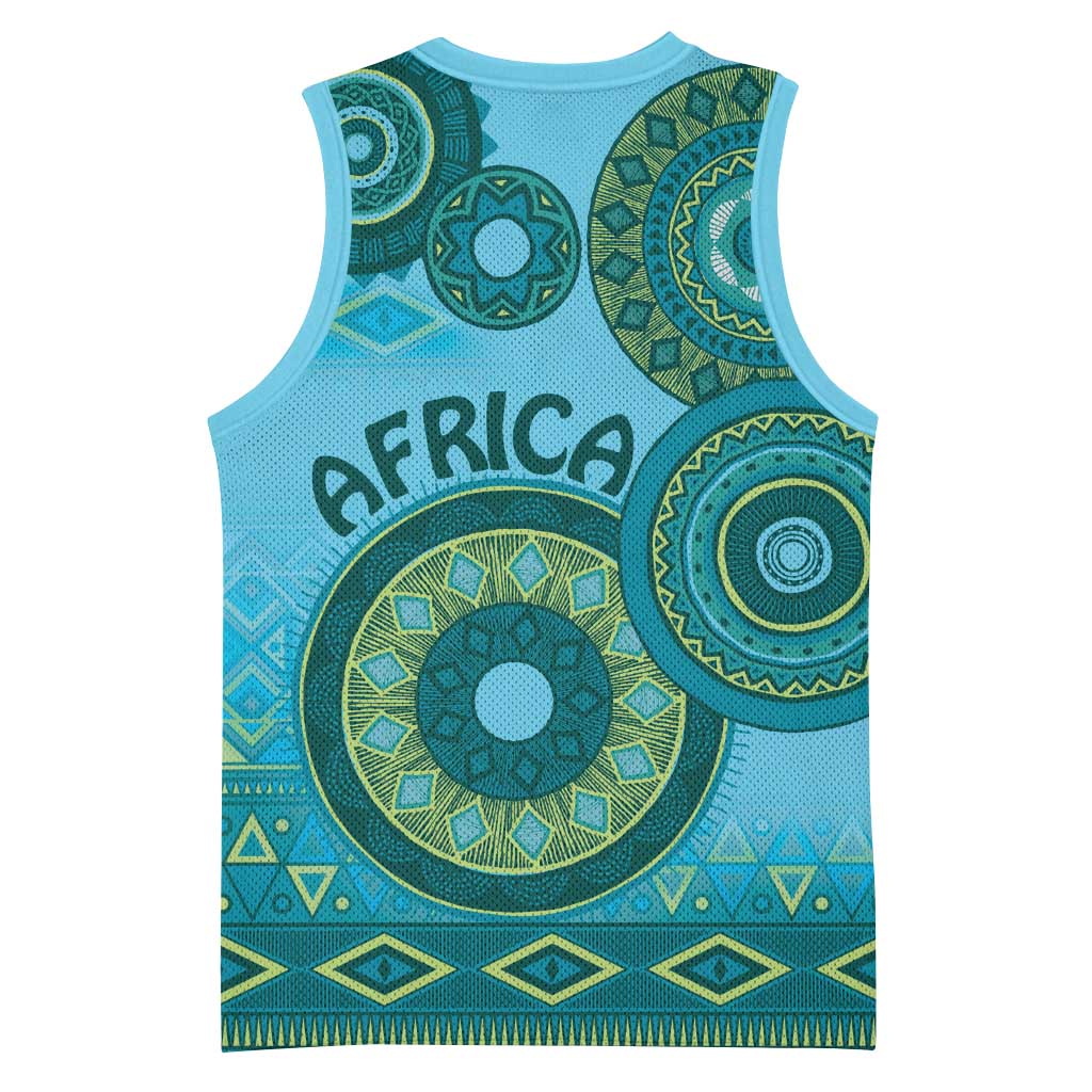 Afro Tribal Traditional Pattern Basketball Jersey Blue Motif LT9