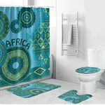 Africa Tribal Traditional Pattern Bathroom Set Blue Motif