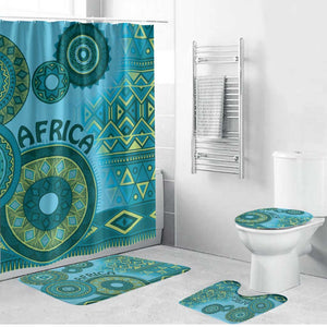 Africa Tribal Traditional Pattern Bathroom Set Blue Motif