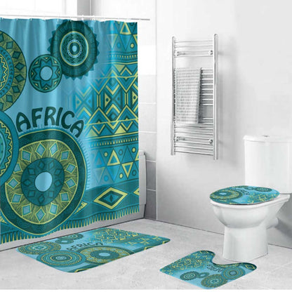 Africa Tribal Traditional Pattern Bathroom Set Blue Motif