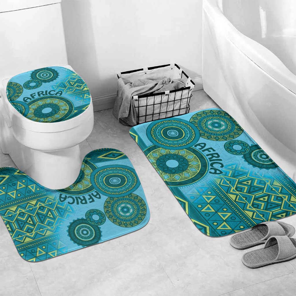 Africa Tribal Traditional Pattern Bathroom Set Blue Motif