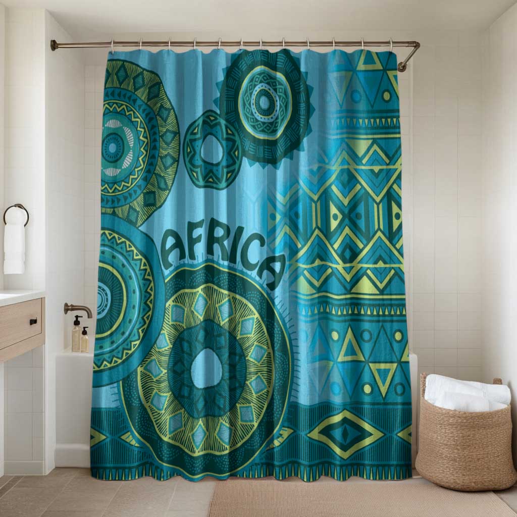 Africa Tribal Traditional Pattern Bathroom Set Blue Motif