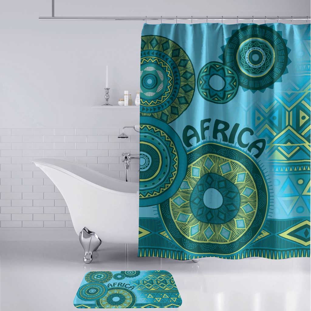 Africa Tribal Traditional Pattern Bathroom Set Blue Motif