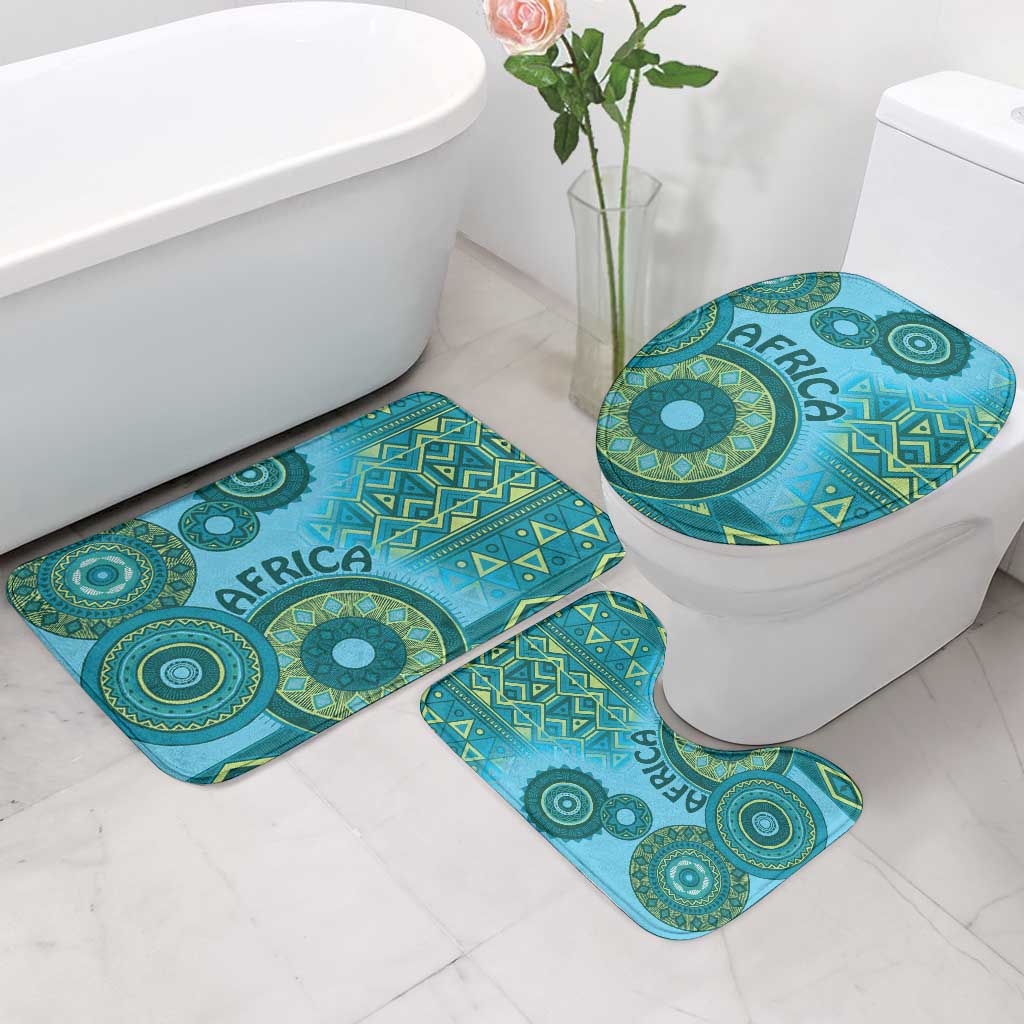 Africa Tribal Traditional Pattern Bathroom Set Blue Motif