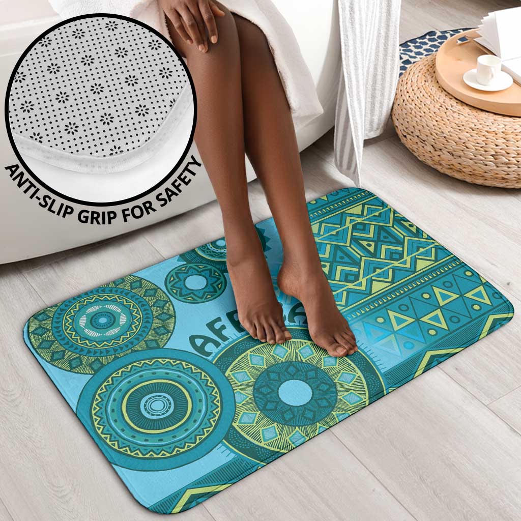 Africa Tribal Traditional Pattern Bathroom Set Blue Motif