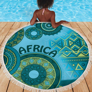 Afro Tribal Traditional Pattern Beach Blanket Blue Motif