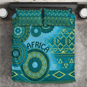 Afro Tribal Traditional Pattern Bedding Set Blue Motif