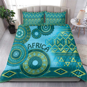 Afro Tribal Traditional Pattern Bedding Set Blue Motif