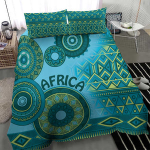 Afro Tribal Traditional Pattern Bedding Set Blue Motif