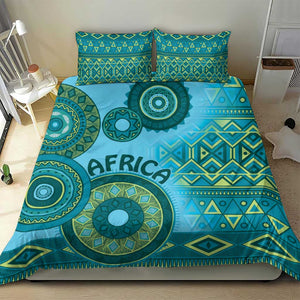 Afro Tribal Traditional Pattern Bedding Set Blue Motif