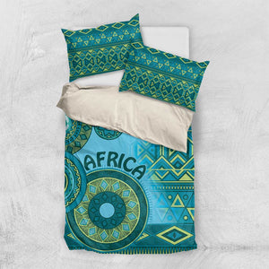 Afro Tribal Traditional Pattern Bedding Set Blue Motif