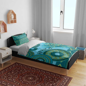 Afro Tribal Traditional Pattern Bedding Set Blue Motif