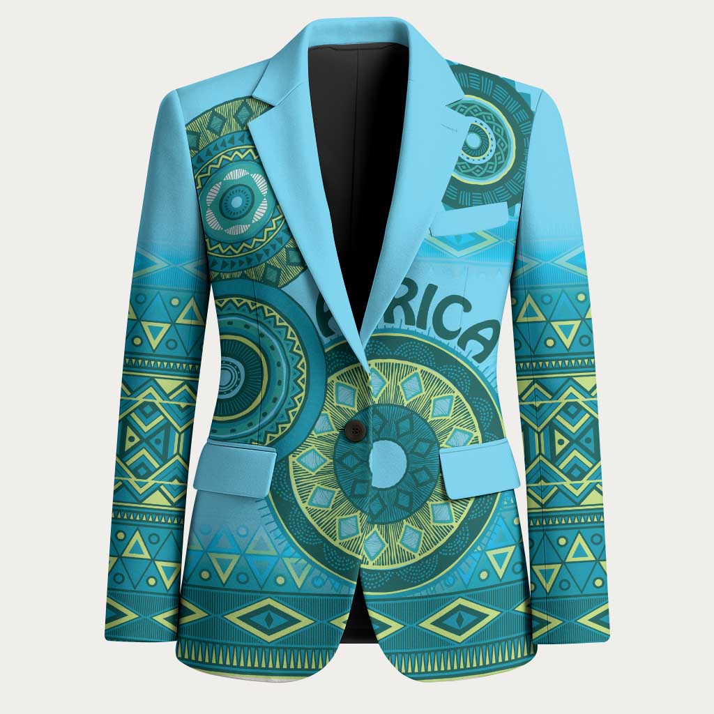 Africa Tribal Traditional Pattern Blazer Blue Motif