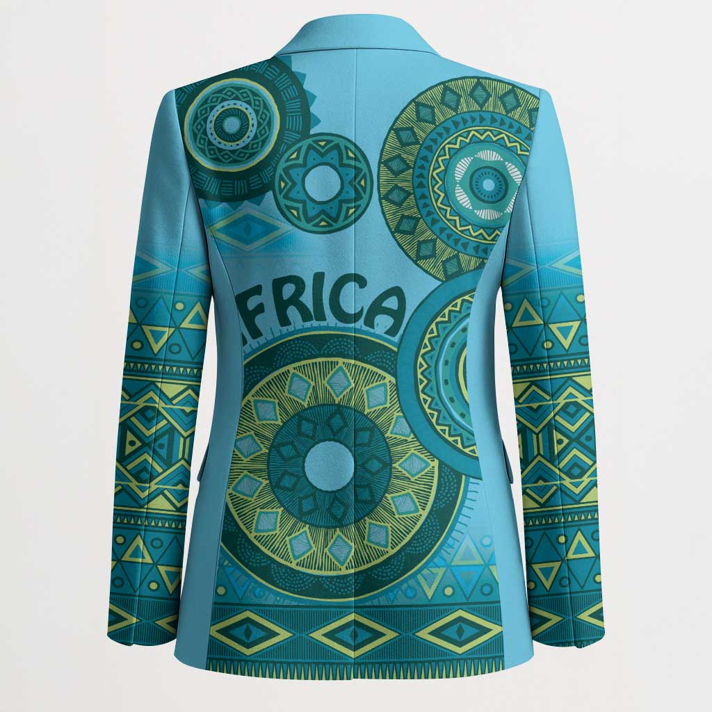 Africa Tribal Traditional Pattern Blazer Blue Motif