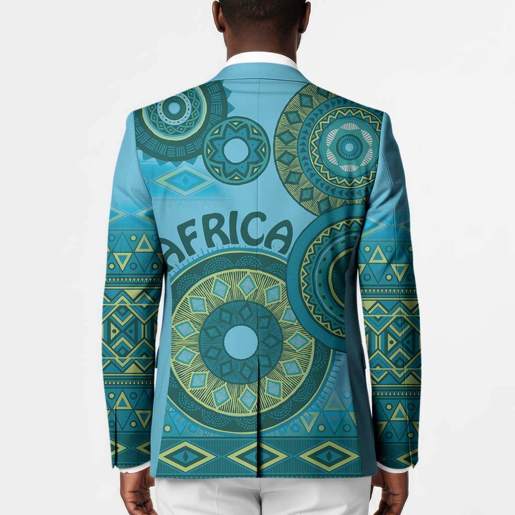 Africa Tribal Traditional Pattern Blazer Blue Motif