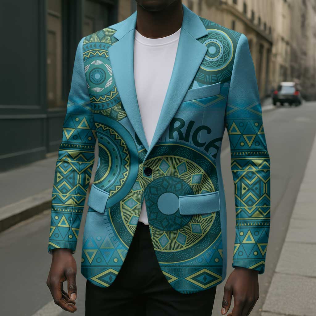 Africa Tribal Traditional Pattern Blazer Blue Motif
