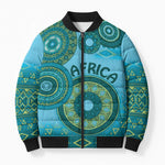 Africa Tribal Traditional Pattern Bomber Puffer Jacket Blue Motif