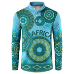 Africa Tribal Traditional Pattern Button Sweatshirt Blue Motif