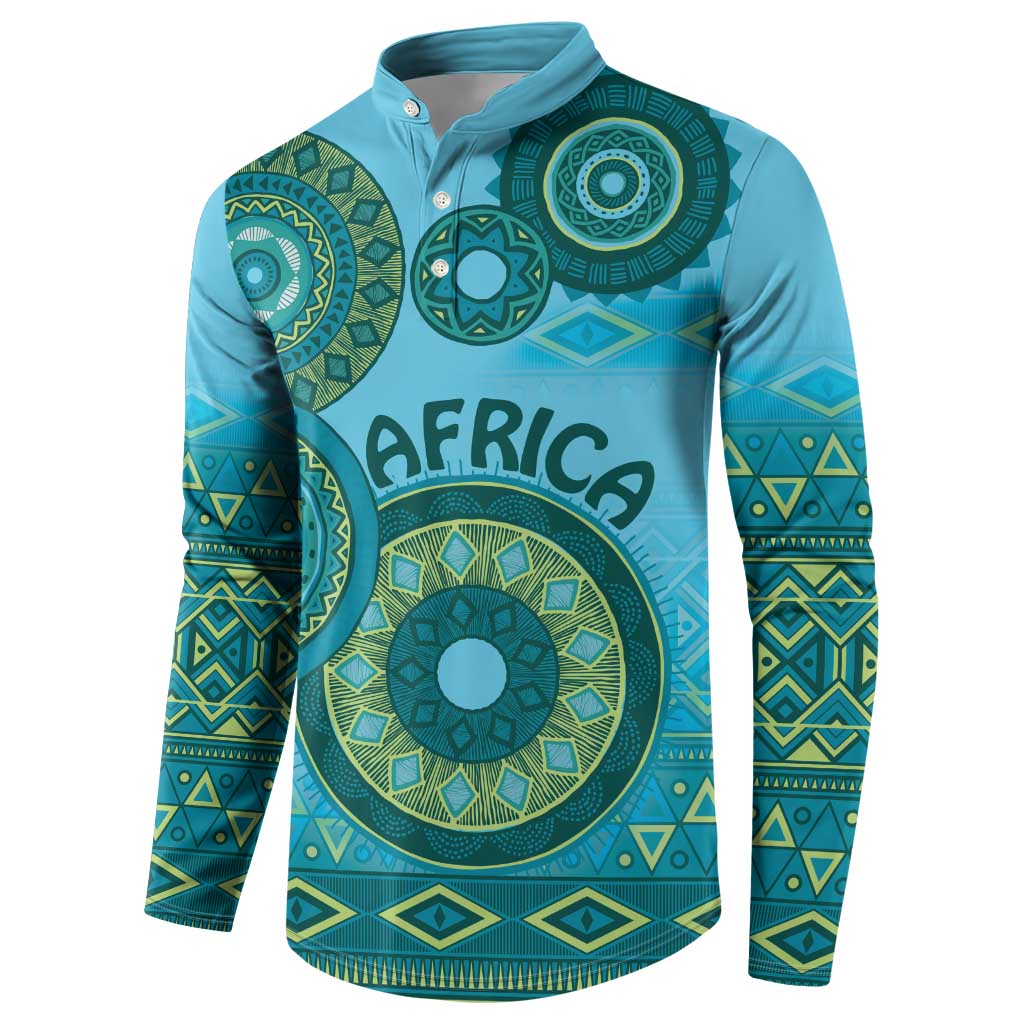 Africa Tribal Traditional Pattern Button Sweatshirt Blue Motif