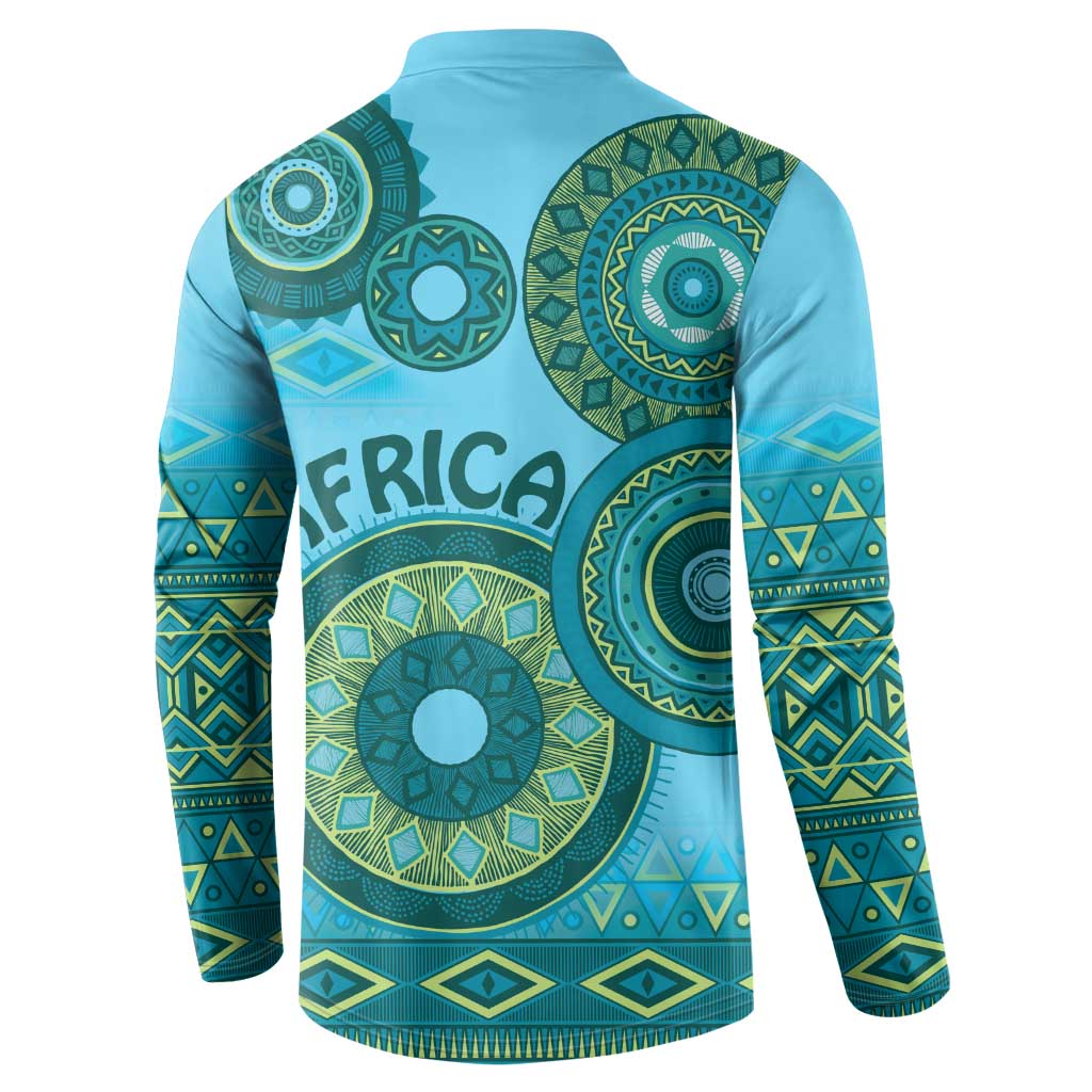 Africa Tribal Traditional Pattern Button Sweatshirt Blue Motif