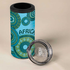 Afro Tribal Traditional Pattern 4 in 1 Can Cooler Tumbler Blue Motif