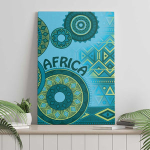 Afro Tribal Traditional Pattern Canvas Wall Art Blue Motif