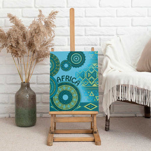 Afro Tribal Traditional Pattern Canvas Wall Art Blue Motif