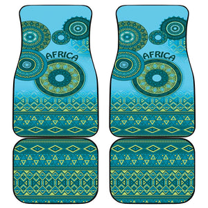 Afro Tribal Traditional Pattern Car Mats Blue Motif