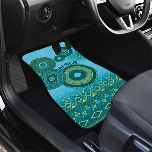 Afro Tribal Traditional Pattern Car Mats Blue Motif