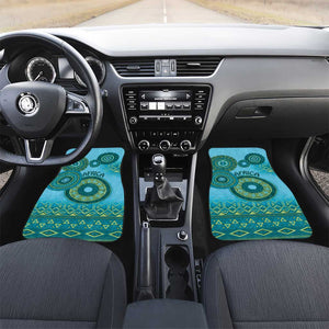 Afro Tribal Traditional Pattern Car Mats Blue Motif