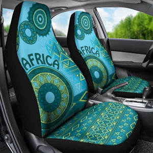 Afro Tribal Traditional Pattern Car Seat Cover Blue Motif