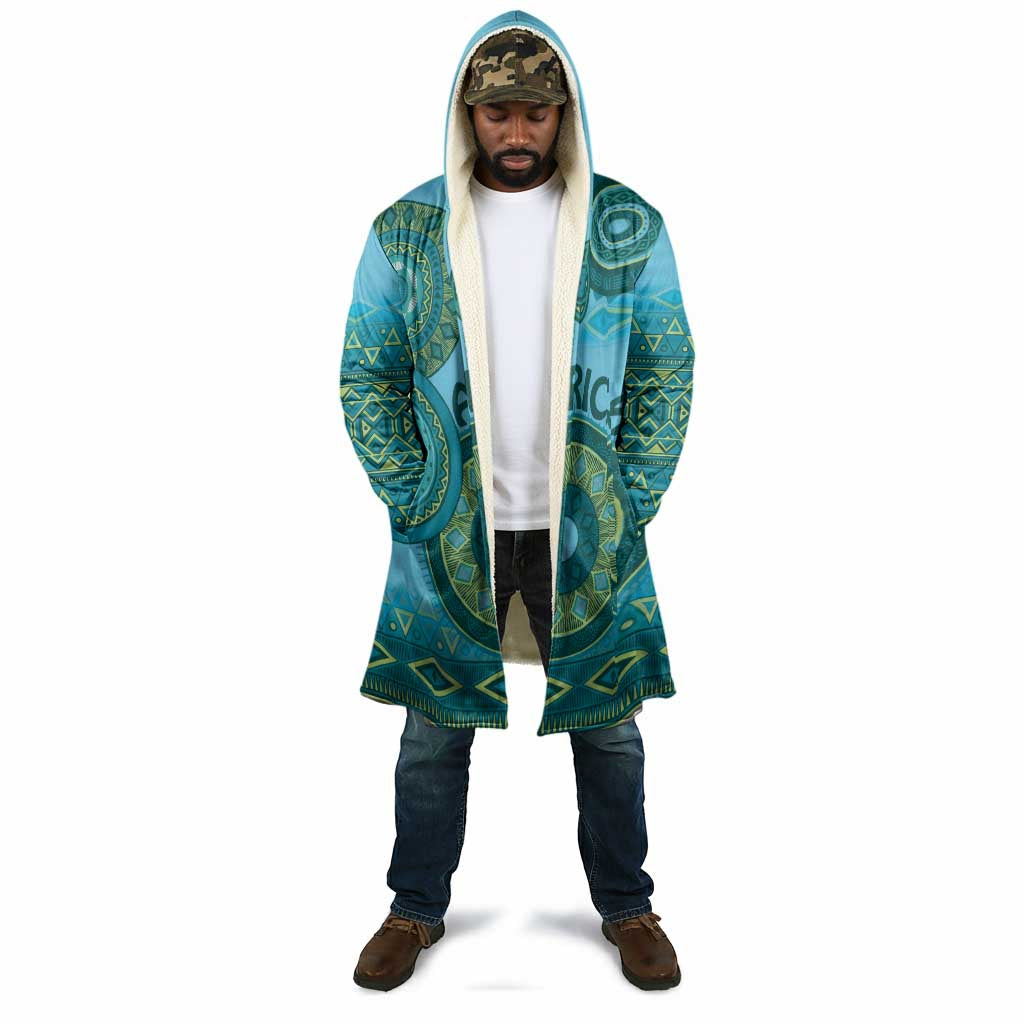Africa Tribal Traditional Pattern Cloak Blue Motif