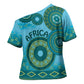 Africa Tribal Traditional Pattern Cross Shoulder Shirt Blue Motif