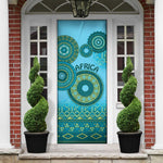 Africa Tribal Traditional Pattern Door Cover Blue Motif