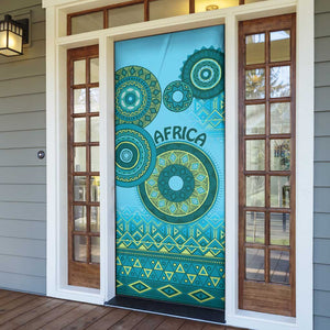 Africa Tribal Traditional Pattern Door Cover Blue Motif