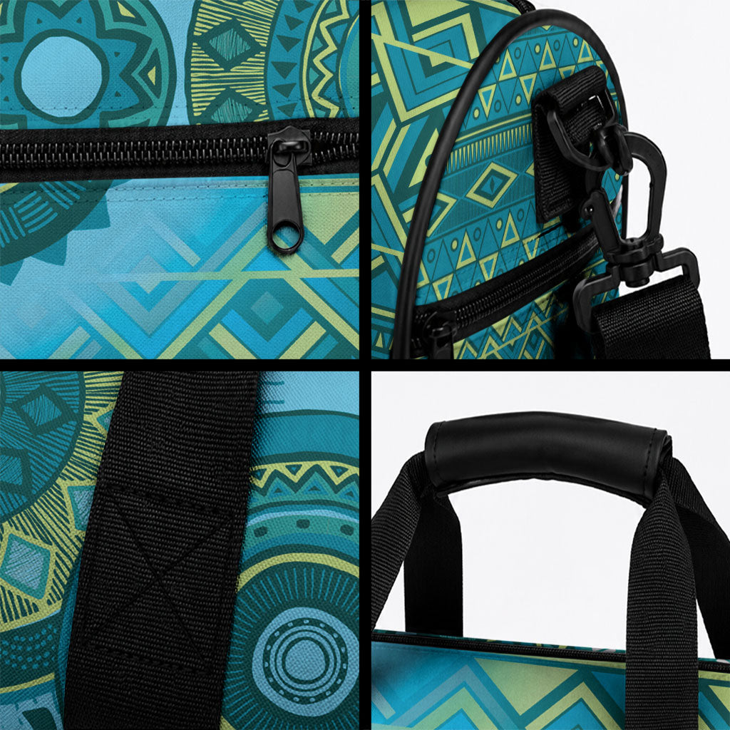 Africa Tribal Traditional Pattern Duffle Bag Blue Motif