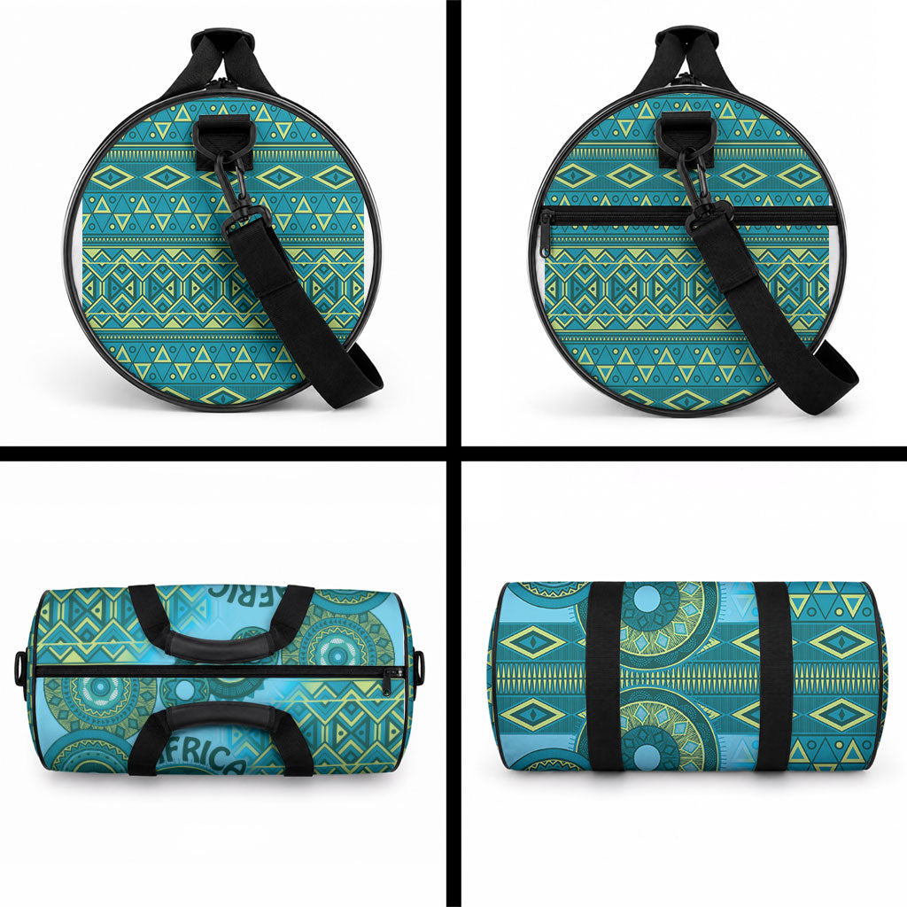 Africa Tribal Traditional Pattern Duffle Bag Blue Motif
