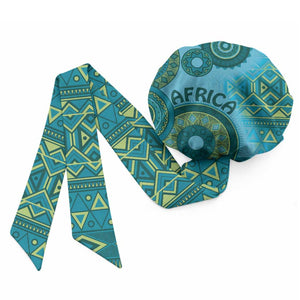 Africa Tribal Traditional Pattern Easy Headwrap Blue Motif