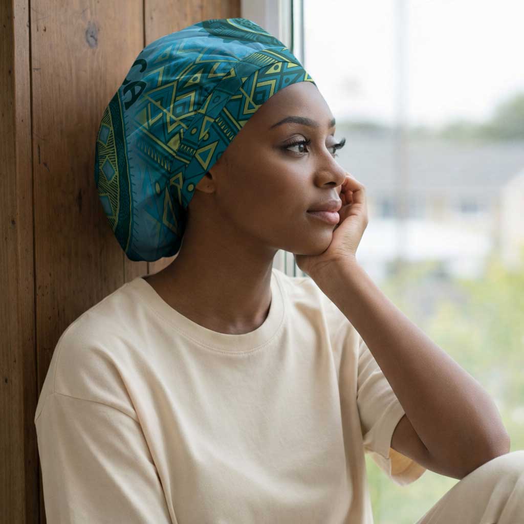 Africa Tribal Traditional Pattern Easy Headwrap Blue Motif