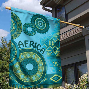 Afro Tribal Traditional Pattern Garden Flag Blue Motif