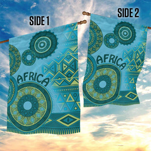 Afro Tribal Traditional Pattern Garden Flag Blue Motif