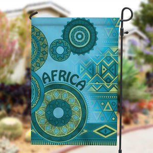 Afro Tribal Traditional Pattern Garden Flag Blue Motif