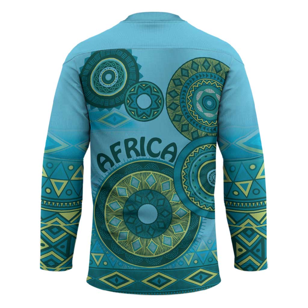 Africa Tribal Traditional Pattern Hockey Jersey Blue Motif